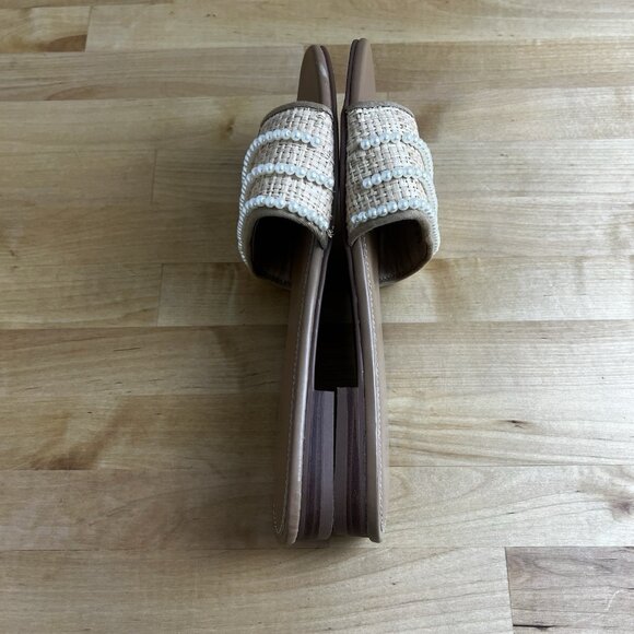 J. Crew Factory Pearl Slide Sandals Woven‎ Raffia Slip On Flat BN877 Size 7 - Picture 5 of 7